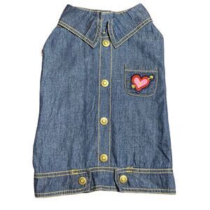 Denim Dog Vest Heart Embroidery Jacket